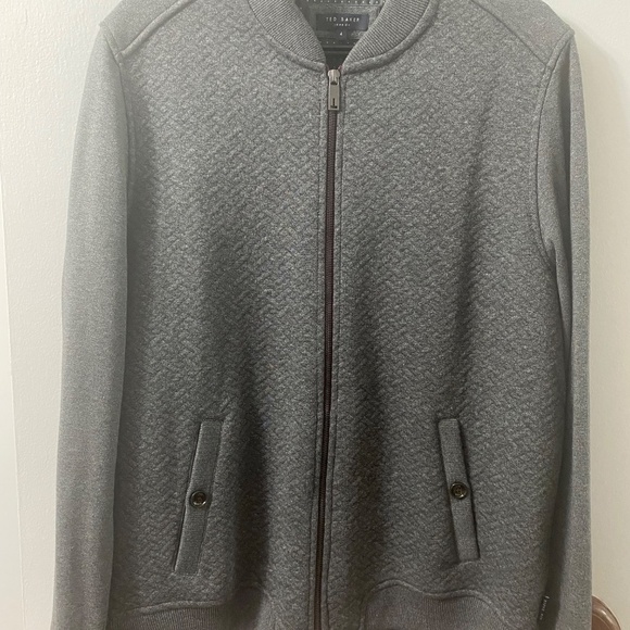 Ted Baker men’s Bomber Jacket full zip grey size 4 - Picture 4 of 10